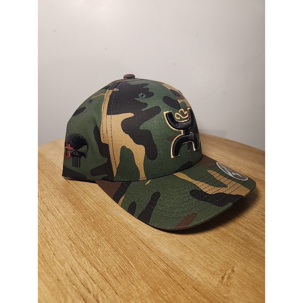Hooey Men's Chris Kyle Hat Green Camo‎ Adjustsble Flexfit 110 Cap Punisher Logo